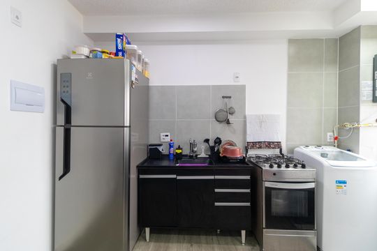 Cozinha de apartamento para alugar com 2 quartos, 37m² em Residencial Parque da Fazenda, Campinas