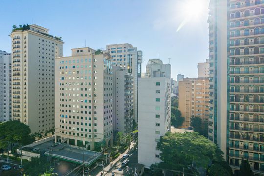 Vista da varanda de kitnet/studio à venda com 1 quarto, 30m² em Jardim Paulista, São Paulo