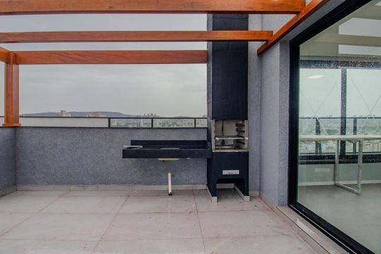 Área comum - Churrasqueira de kitnet/studio para alugar com 1 quarto, 33m² em Cristo Redentor, Porto Alegre