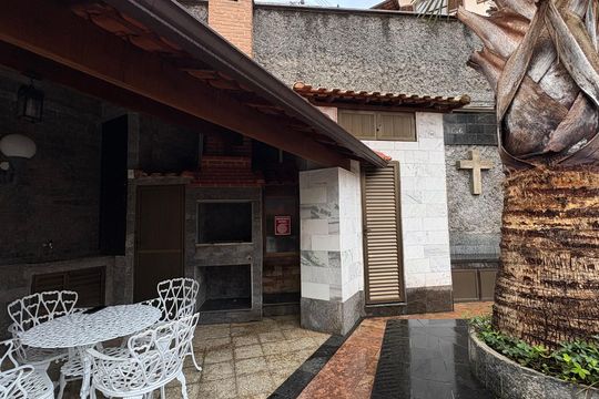 Área comum - Churrasqueira de kitnet/studio para alugar com 1 quarto, 116m² em Quarteirão Ingelheim, Petrópolis