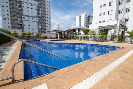 Área Comum - Piscinas de apartamento para alugar com 2 quartos, 58m² em Jardim das Colinas, Hortolândia