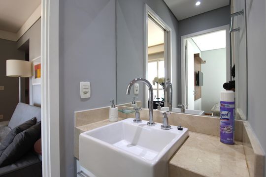 Banheiro da Suíte de apartamento à venda com 1 quarto, 40m² em Vila Olímpia, São Paulo
