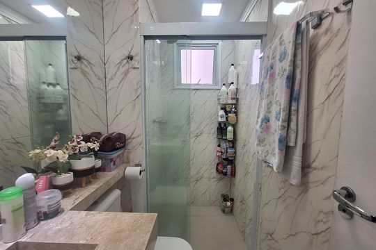 Banheiro de apartamento para alugar com 2 quartos, 48m² em Parque Jaçatuba, Santo André