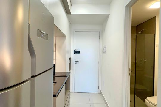 Cozinha de kitnet/studio para alugar com 1 quarto, 28m² em Pinheiros, São Paulo
