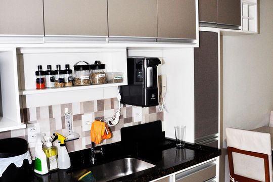 Detalhe - Cozinha Americana de casa de condomínio à venda com 2 quartos, 89m² em Vila Mangalot, São Paulo