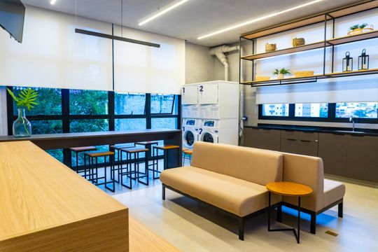 Área comum - Lavanderia de kitnet/studio para alugar com 1 quarto, 28m² em Chácara Inglesa, São Paulo