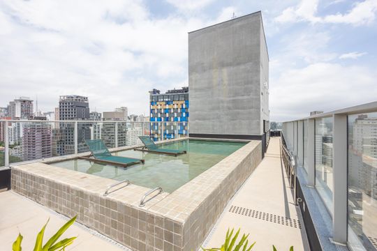 Área comum de kitnet/studio para alugar com 1 quarto, 27m² em Pinheiros, São Paulo