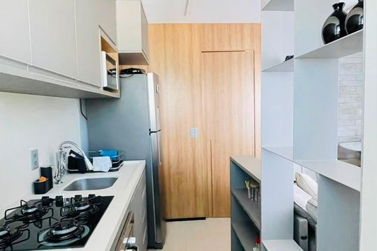 Cozinha de apartamento para alugar com 2 quartos, 39m² em Jardim Santa Paula, Cotia