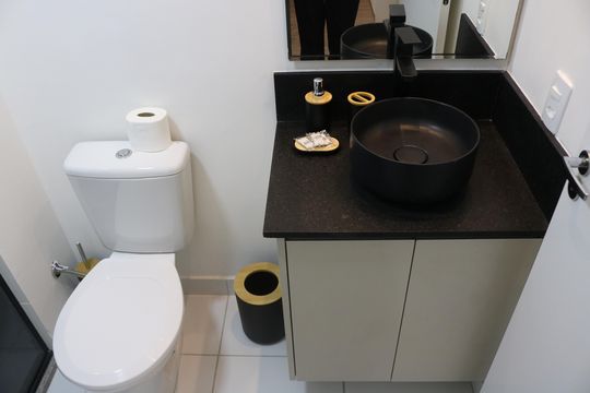 Banheiro de apartamento para alugar com 1 quarto, 25m² em Parque Industrial Tomas Edson, São Paulo