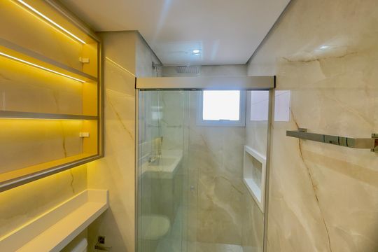 Banheiro da Suíte 3 de apartamento à venda com 3 quartos, 110m² em Vila Leonor, Guarulhos