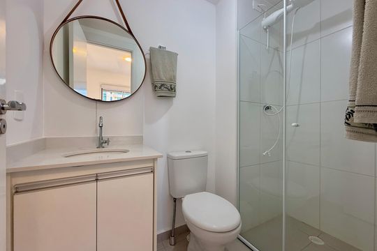 Banheiro Suíte de apartamento para alugar com 1 quarto, 27m² em Campo Belo, São Paulo