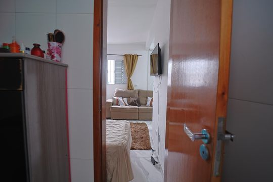 Banheiro de kitnet/studio à venda com 1 quarto, 29m² em Vila Buenos Aires, São Paulo