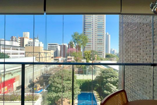 Vista da Varanda de apartamento à venda com 1 quarto, 70m² em Pinheiros, São Paulo