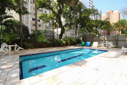 Área comum - Piscina de apartamento para alugar com 1 quarto, 34m² em Indianópolis, São Paulo