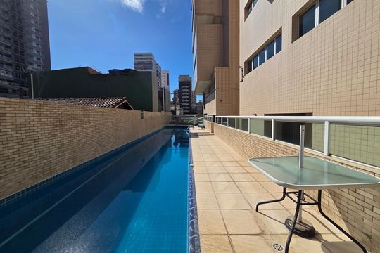 Área comum - Piscina de apartamento para alugar com 3 quartos, 129m² em Guilhermina, Praia Grande