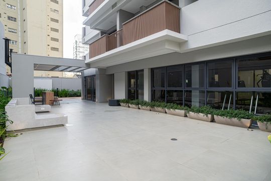 Área comum - Churrasqueira de kitnet/studio para alugar com 1 quarto, 46m² em Consolação, São Paulo