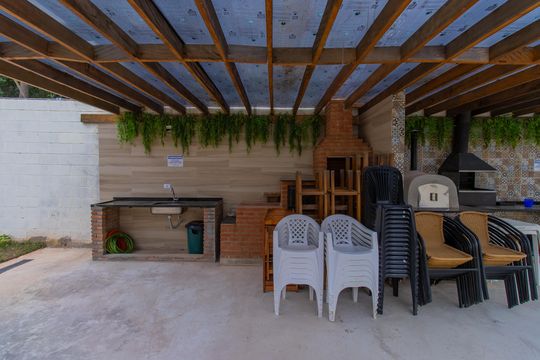 Área comum - Churrasqueira de casa de condomínio para alugar com 2 quartos, 48m² em Chácara Ondas Verdes, Cotia