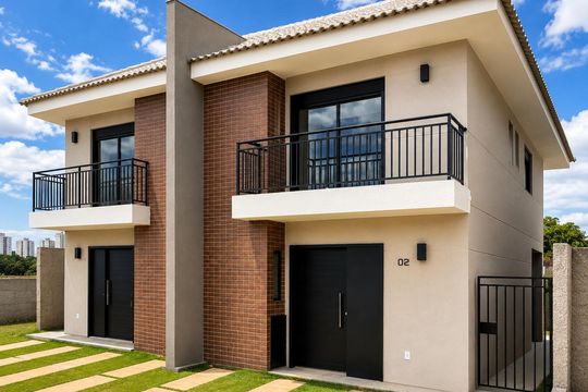 Fachada de casa de condomínio à venda com 2 quartos, 89m² em Medeiros, Jundiaí