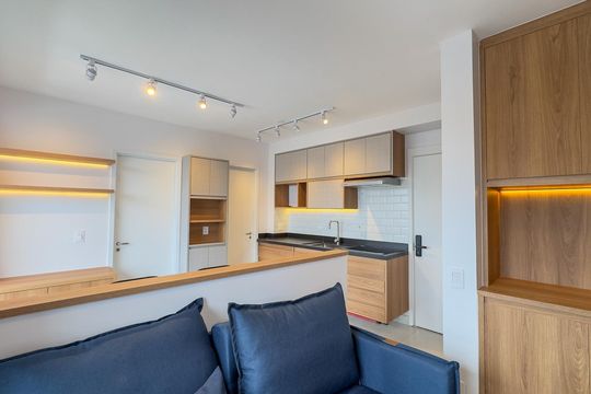 sala e Cozinha de apartamento para alugar com 1 quarto, 37m² em Santo Amaro, São Paulo