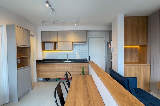 sala e Cozinha de apartamento para alugar com 1 quarto, 37m² em Santo Amaro, São Paulo
