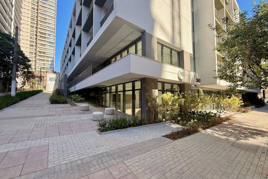 Fachada  de kitnet/studio para alugar com 1 quarto, 26m² em Itaim Bibi, São Paulo