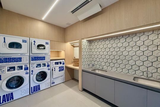 Lavanderia  de kitnet/studio para alugar com 1 quarto, 26m² em Itaim Bibi, São Paulo