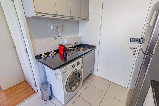 Detalhe da area de serviço de apartamento para alugar com 1 quarto, 27m² em Jardim Caravelas, São Paulo