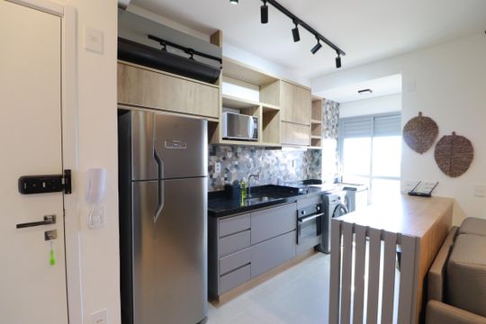 Cozinha  de apartamento para alugar com 1 quarto, 50m² em Alto da Boa Vista, Ribeirão Preto