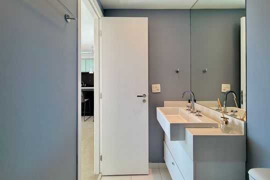 Banheiro Social  de apartamento à venda com 1 quarto, 67m² em Brooklin, São Paulo