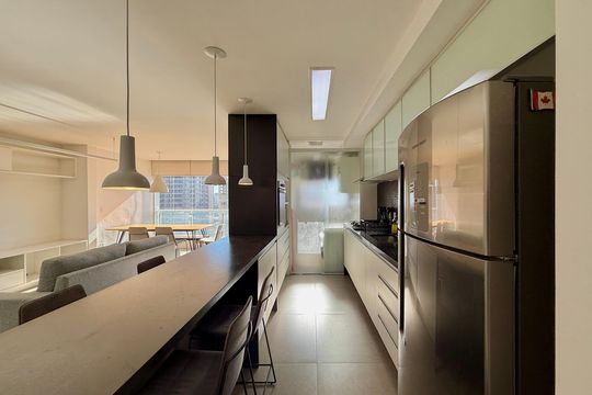 Cozinha de apartamento à venda com 1 quarto, 67m² em Brooklin, São Paulo