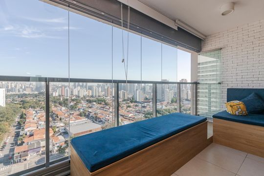 Varanda da sala de apartamento à venda com 2 quartos, 68m² em Santo Amaro, São Paulo