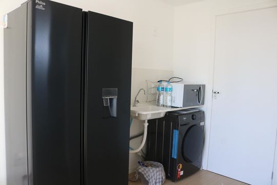 Cozinha de kitnet/studio para alugar com 1 quarto, 19m² em Água Branca, São Paulo