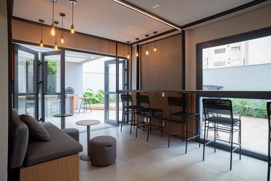 Área comum - Lounge Bar de kitnet/studio para alugar com 1 quarto, 23m² em Consolação, São Paulo