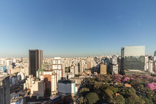 Vista da Sala de kitnet/studio para alugar com 1 quarto, 38m² em Higienópolis, São Paulo
