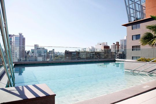 Área Comum - Rooftop Piscina de kitnet/studio para alugar com 1 quarto, 24m² em Boa Vista, Porto Alegre