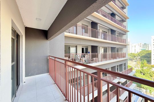 Sacada  de apartamento à venda com 1 quarto, 34m² em Brooklin, São Paulo