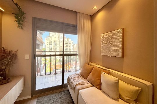 Sala de apartamento à venda com 1 quarto, 34m² em Brooklin, São Paulo