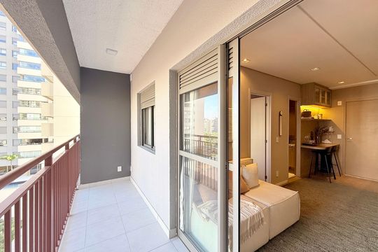 Sacada de apartamento à venda com 1 quarto, 34m² em Brooklin, São Paulo