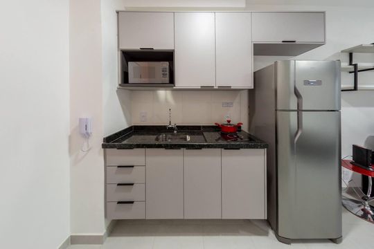 Cozinha de apartamento à venda com 1 quarto, 27m² em Vila Olímpia, São Paulo