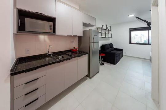 Cozinha de apartamento à venda com 1 quarto, 27m² em Vila Olímpia, São Paulo