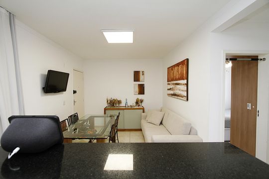 Detalhe Sala de apartamento à venda com 2 quartos, 44m² em Estrela do Oriente, Belo Horizonte