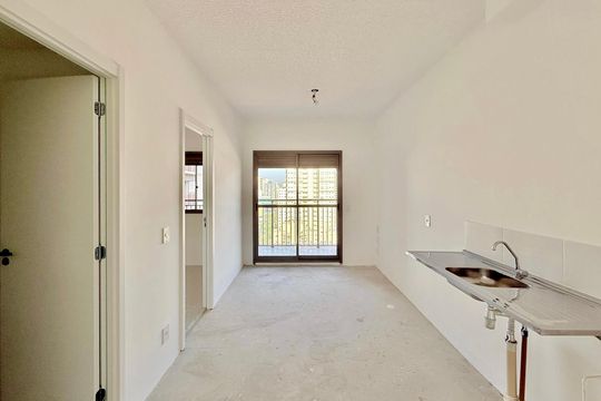 Cozinha  de apartamento à venda com 1 quarto, 34m² em Brooklin, São Paulo