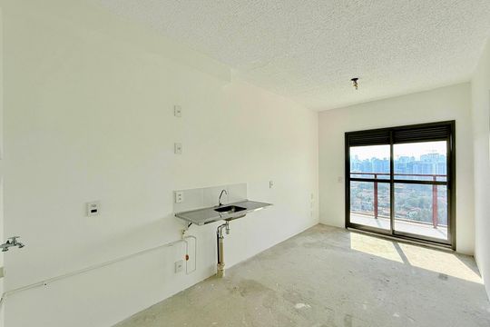 Cozinha  de apartamento à venda com 1 quarto, 34m² em Brooklin, São Paulo