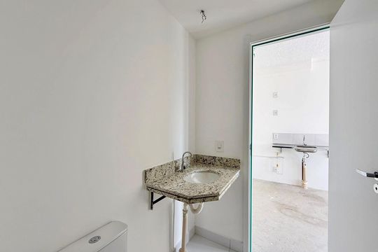 Banheiro  de apartamento à venda com 1 quarto, 34m² em Brooklin, São Paulo