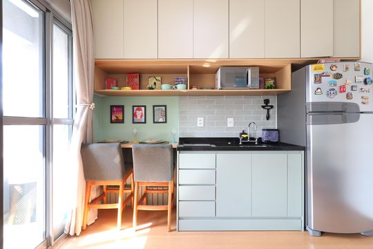 Cozinha de apartamento à venda com 1 quarto, 21m² em Pompeia, São Paulo