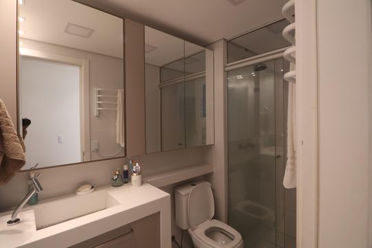 Banheiro da Suíte 3 de apartamento à venda com 3 quartos, 125m² em Marechal Rondon, Canoas