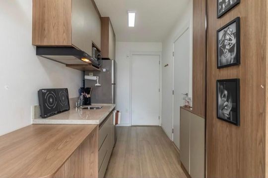 Cozinha de kitnet/studio à venda com 1 quarto, 26m² em Vila Cordeiro, São Paulo