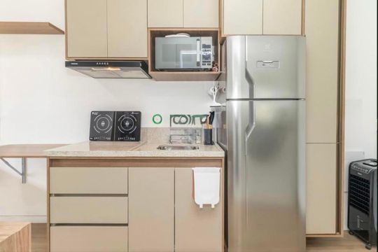 Cozinha de kitnet/studio à venda com 1 quarto, 26m² em Vila Cordeiro, São Paulo