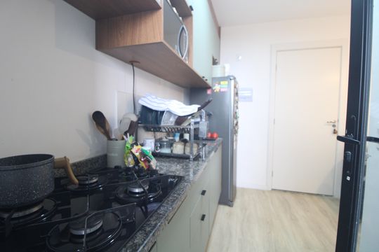 Cozinha de apartamento à venda com 2 quartos, 39m² em Usina Piratininga, São Paulo