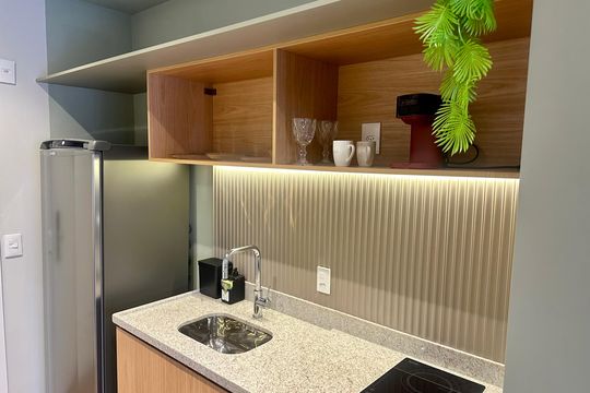 Cozinha de kitnet/studio à venda com 1 quarto, 50m² em Campo Belo, São Paulo